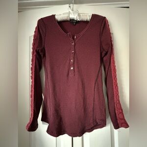 Anthropologie Sanctuary Striped Crochet Thermal Knit Top shirt